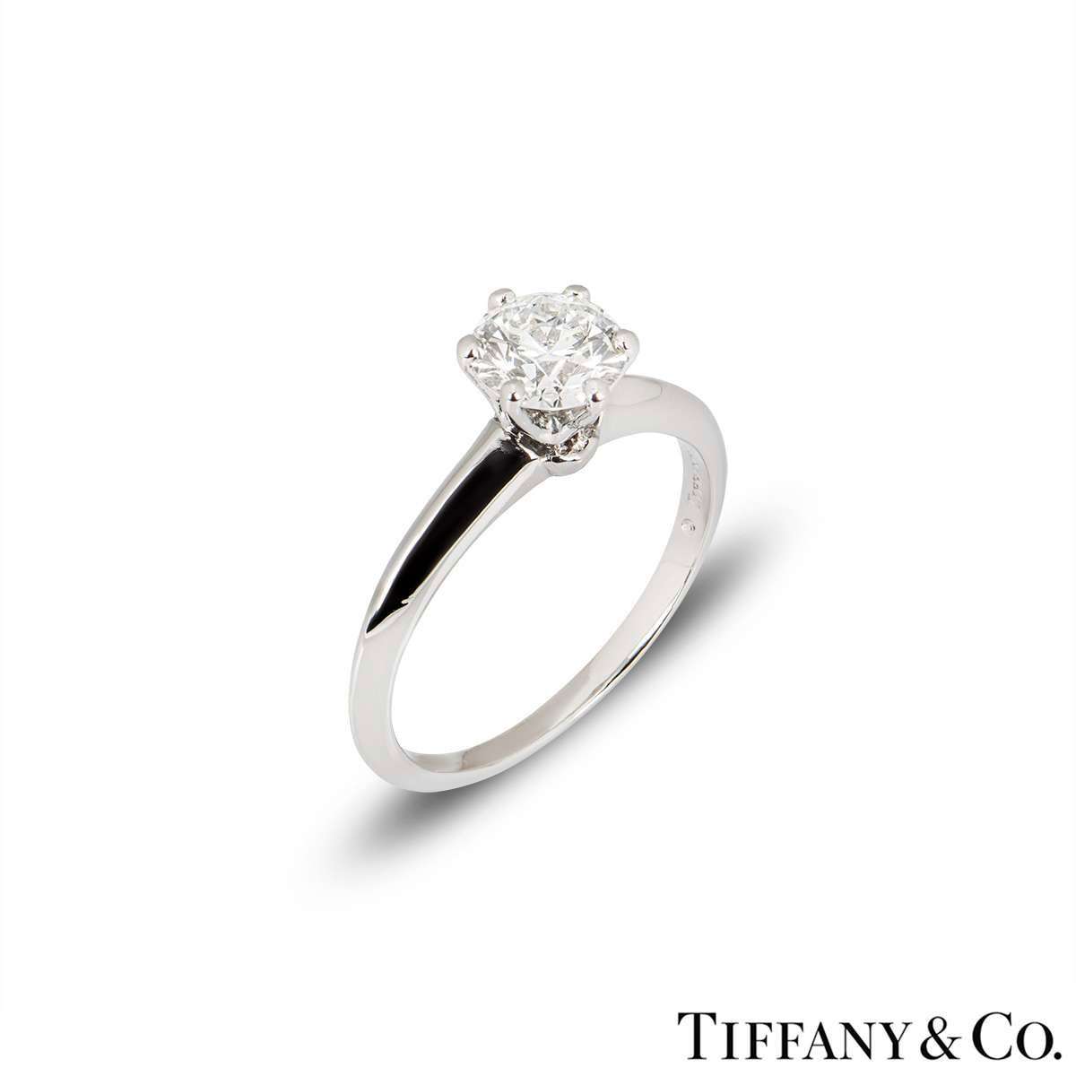 Tiffany & Co. Platinum Round Brilliant Cut Diamond Setting Ring 1.05ct G/VS1